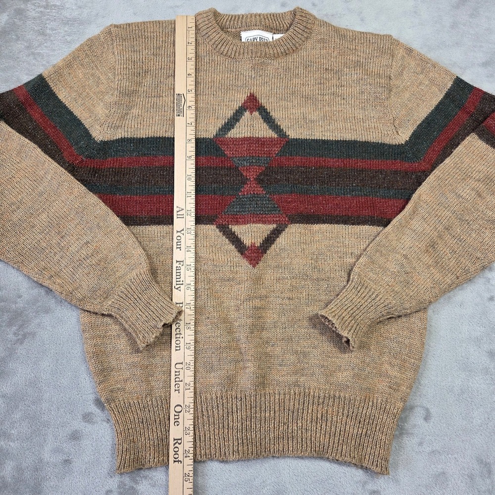 Gary Reed Vintage Mens Southwestern Geometric Eclectic Knit Sweater Tan Medium - Picture 2 of 5